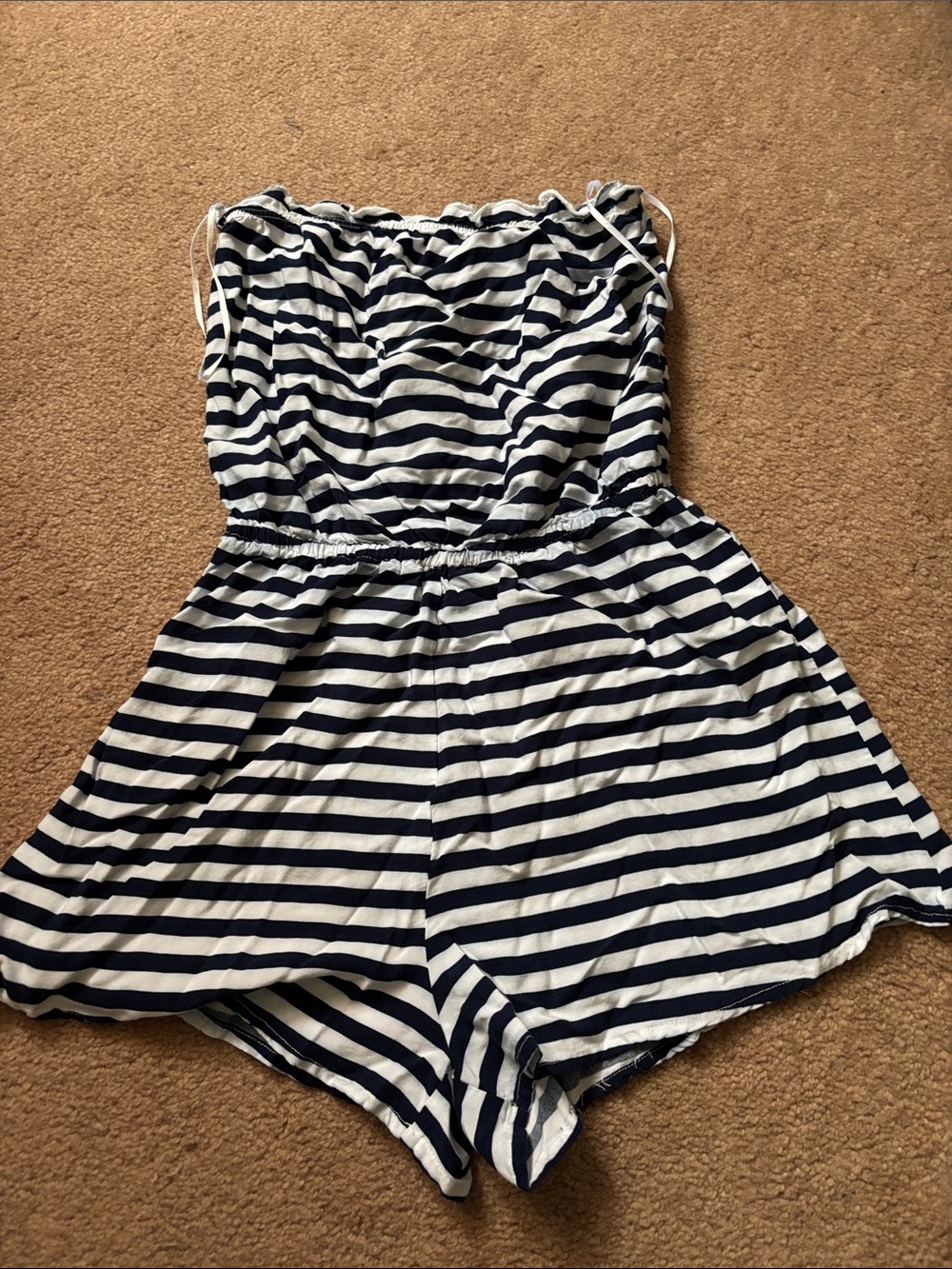 Striped Navy and White Romper